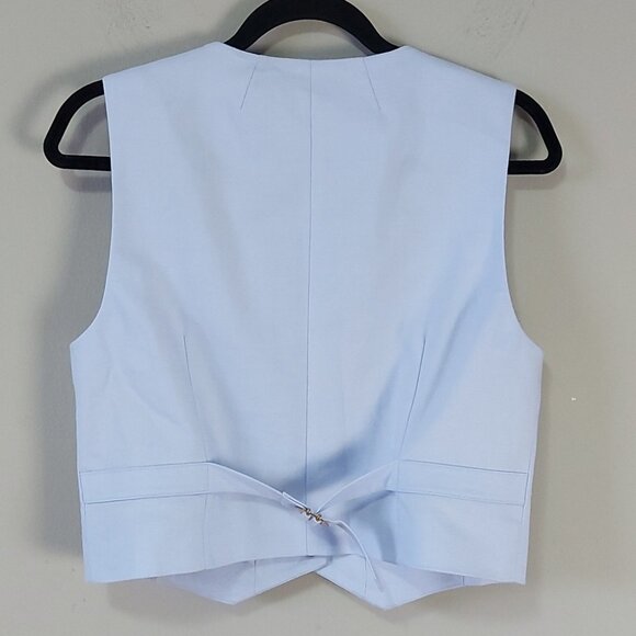 J.Crew Women Linen Blend Vest Size 8 Light Blue Stretch Preppy Academia Y2K - Picture 2 of 12